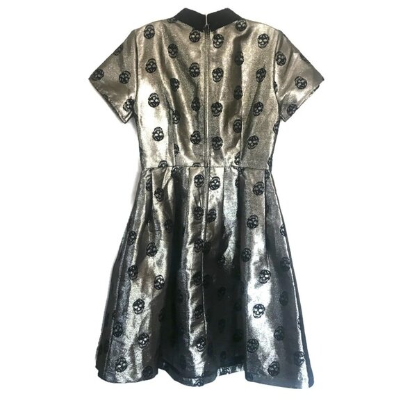 NEW gold modcloth skull peter pan collar dress size 8 medium - Picture 9 of 9